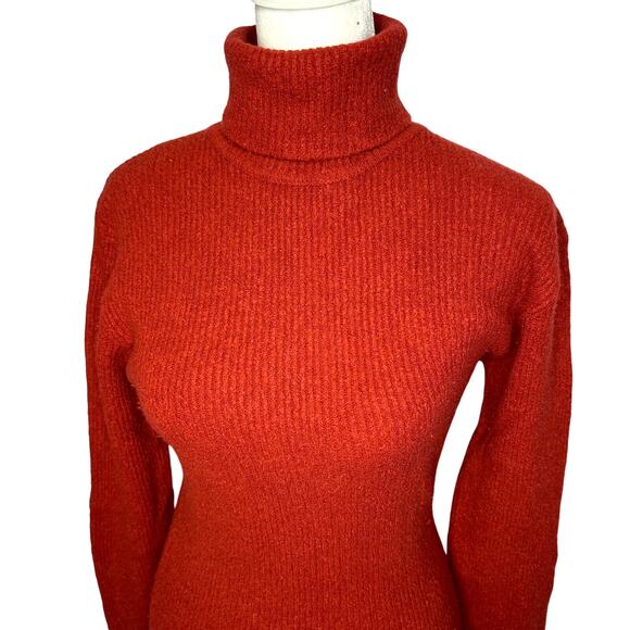 Karl Lagerfeld Cashmere Blend Small Red Turtleneck Sweater Women's Vintage - Picture 2 of 9